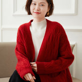 Winter Loose Warm Button Front Cashmere Cardigan with Pocket